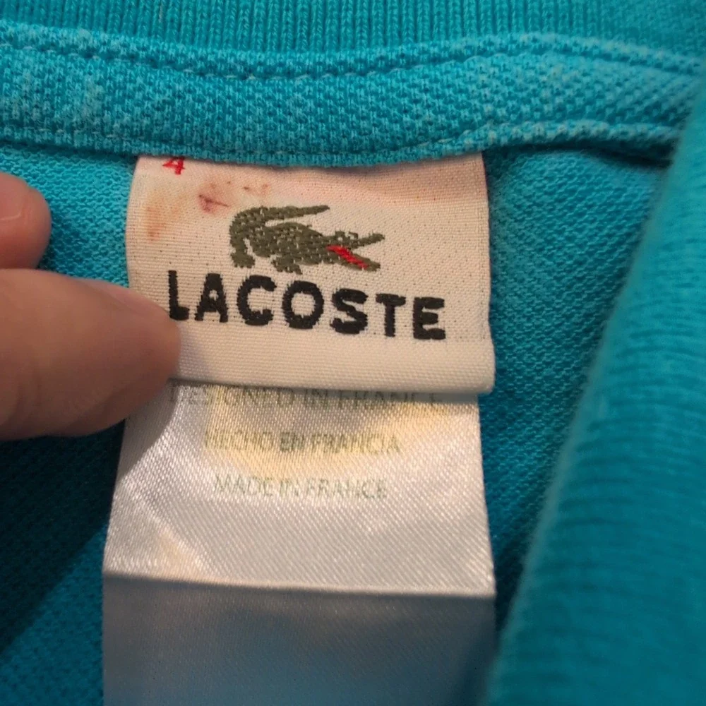 Lacoste Boys Size 4 Medium Blue Polo Shirt Croc Gator Golf Preppy‎